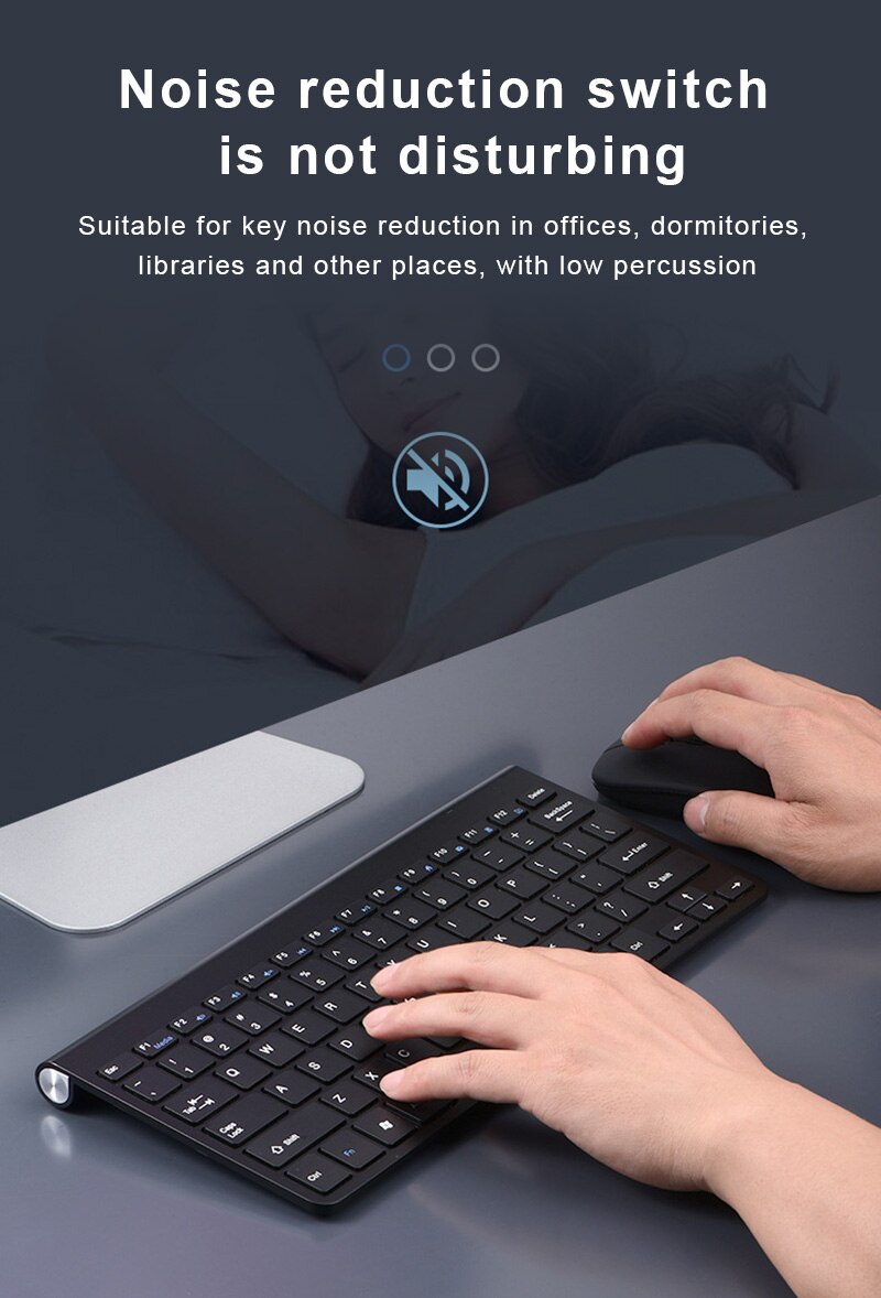 Ensemble Mini-souris optique et clavier sans fil étanche 2.4G, Rechargeable, silencieux, pour PC, ordinateur portable et Notebook