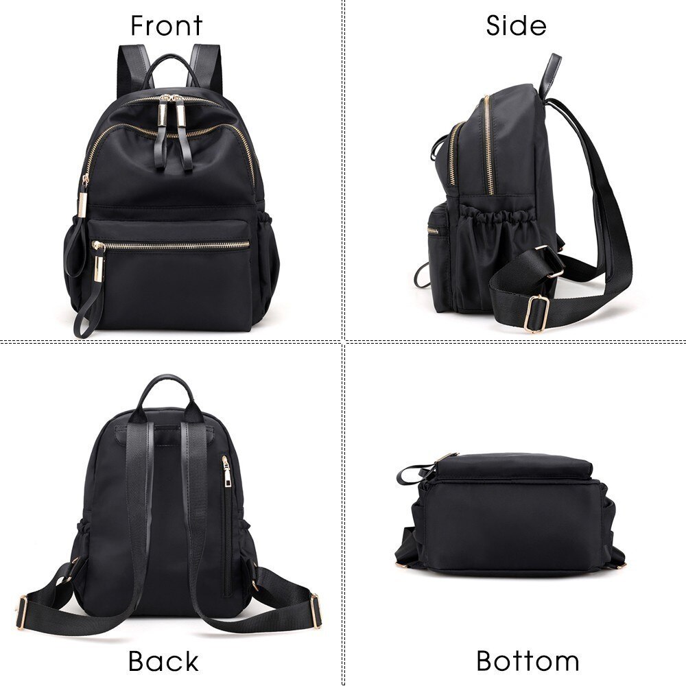 Frauen Schwarz Rucksack Weibliche Jugend Rucksäcke für Teenager Mädchen Schule Schulter Taschen Student College Bookbag Reisetasche