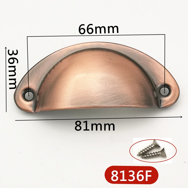4pcs/lot Metal Kitchen Drawer Cabinet Door Handle Furniture Knobs Hardware Cupboard Antique Iron Shell Pull Handles: Style F