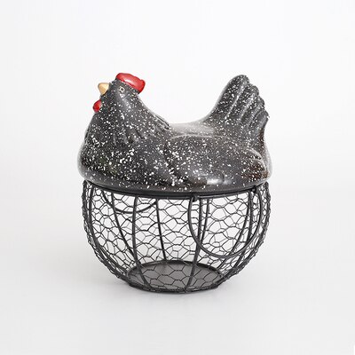 Ei Fruit Keramische Opslag Mand Met Deksel Grote Capaciteit Mesh Metalen Houder Keuken Benodigdheden Kip Ornament Organizer Container NIEUW: 3