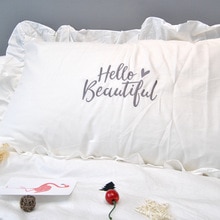 Enfants mignon 100% coton à volants taie d'oreiller solide blanc à volants taie d'oreiller européenne taie d'oreiller protecteur literie 48*74cm: 1