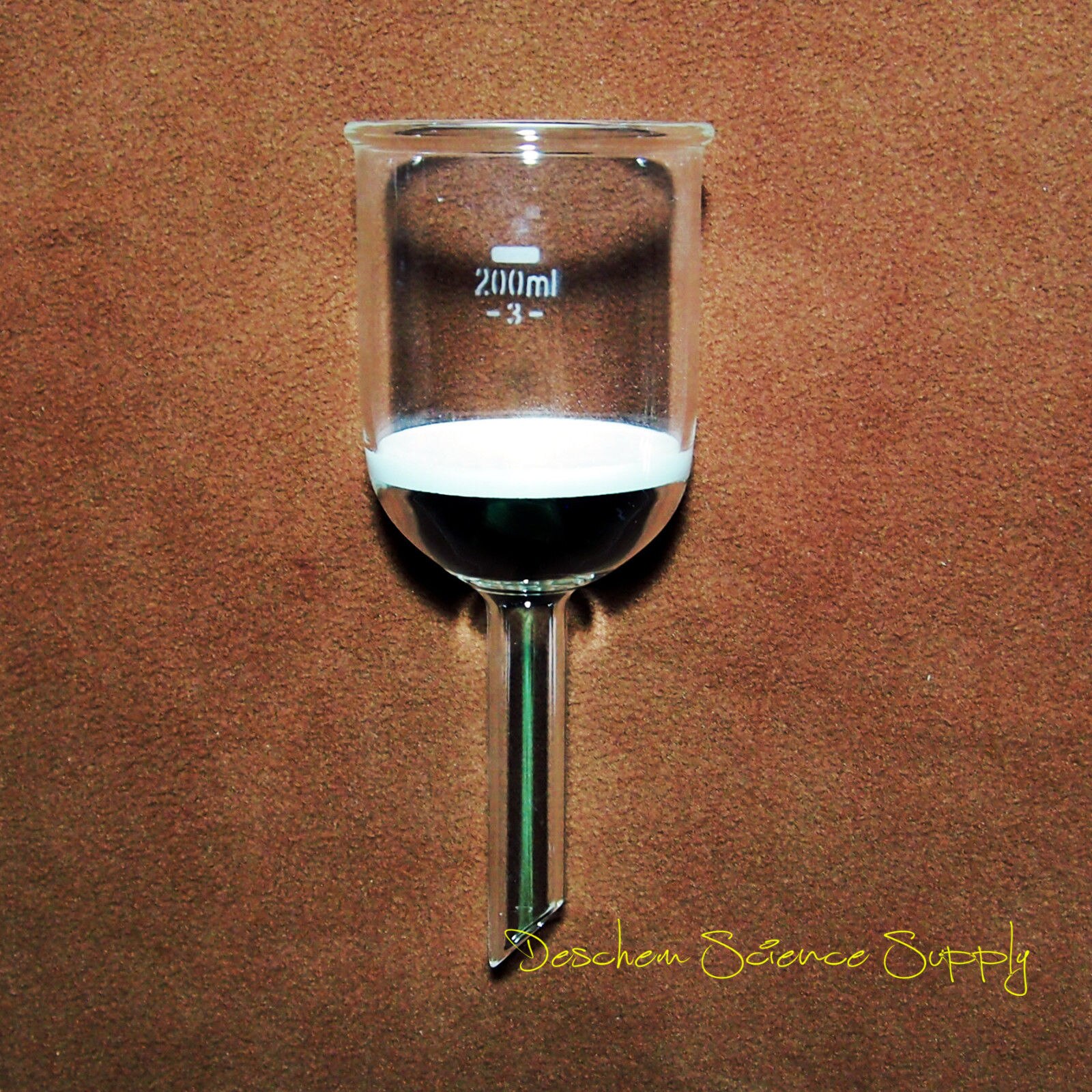 200 ml, Glas Buchner Trechter, #3 Zand Grof Filter, Lab Chemie Glaswerk