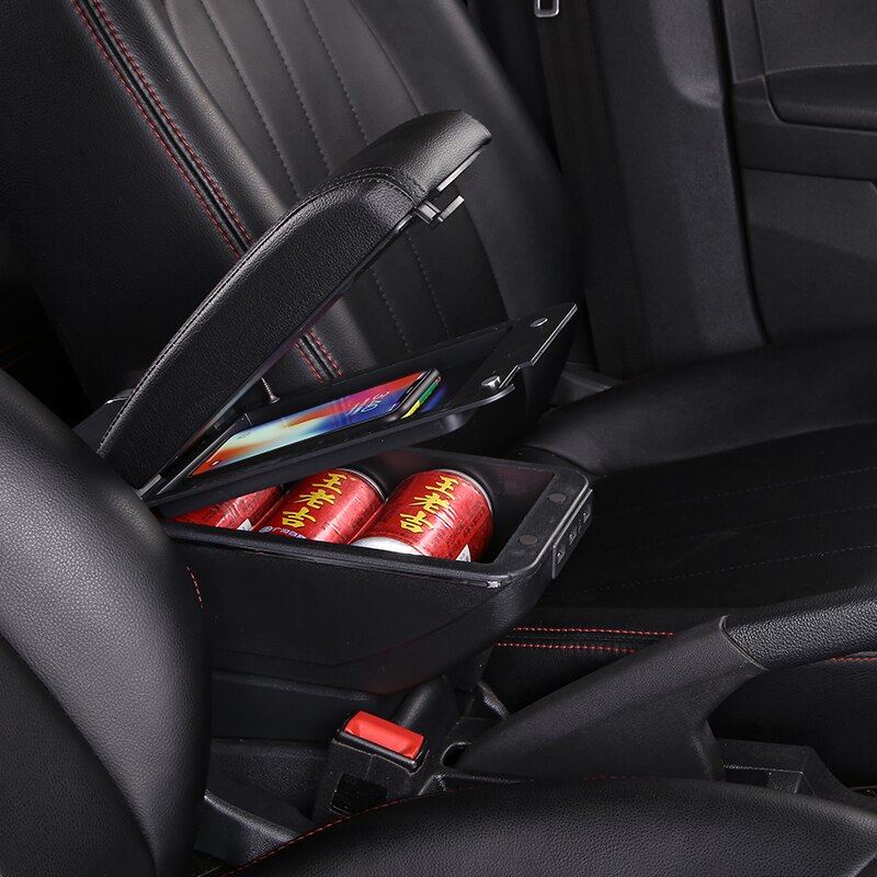 Armrest box For Hyundai I30 Dual Layer Rotatable Large Space PU Leather USB Charging Center Console Storage Box car accessories