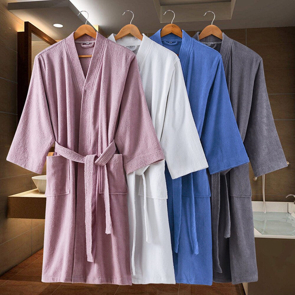 Peignoir 100% coton pour hommes, serviette chaude épaisse, en molleton de coton, robes de chambre longues, hôtel Spa, Robe de demoiselle d&#39;honneur, doux, hiver
