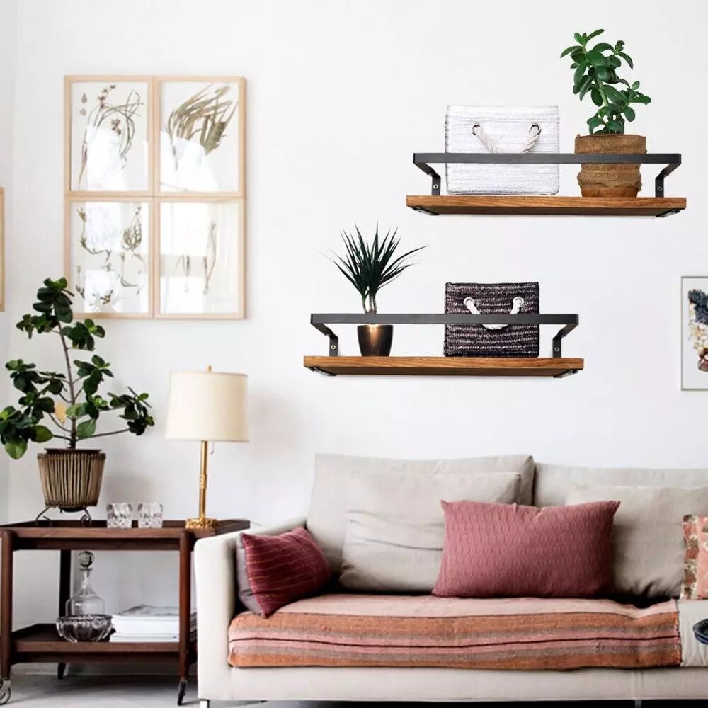 Wall Shelf Wood Floating Rack Wall Decoration Multifunction Storage Holder Shelf Rack Decorative For Kitchen/ Bedroom Frame