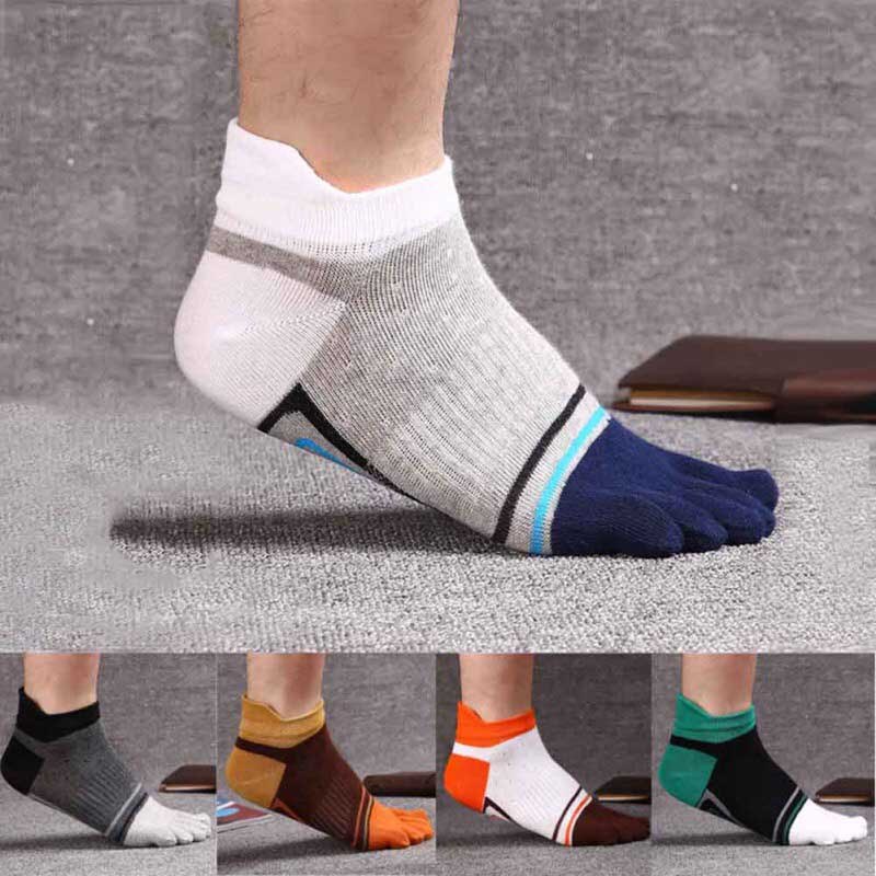1 par fingerseparerede tåsokker udendørs resistent polyester bomuld spandex ankel strømper sport fitness løbestrømper