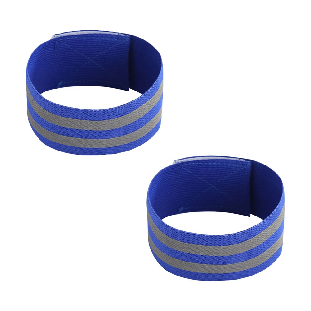 Bandas reflectantes, brazalete elástico, correas de pierna y tobillo, cintas de seguridad reflectantes, cintas de correa para correr de noche caminar ciclismo: Blue 2 Pcs