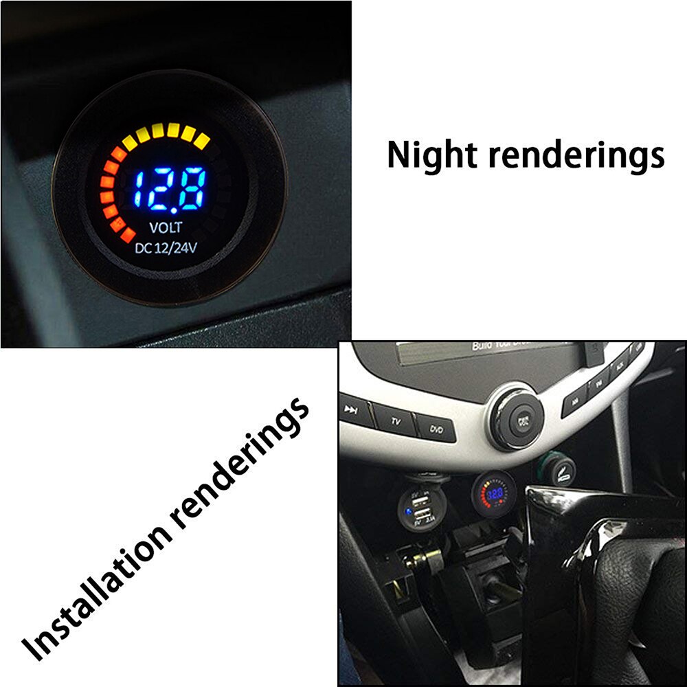 12/24V DC Kleur LED Digitale Display Voltmeter Lage Druk Zoemer Alarm Waterdicht Tester Volt Gauge voor Auto motorfiets Truck