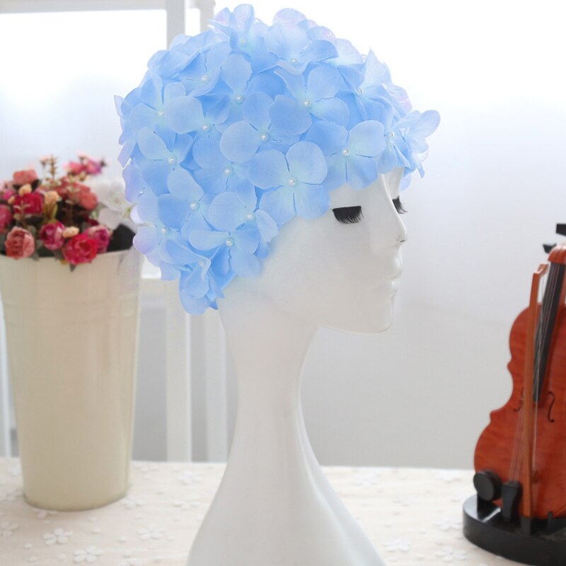 Sombrero de baño con pétalos 3D para mujer, gorro de baño con flores para piscina, novedad de