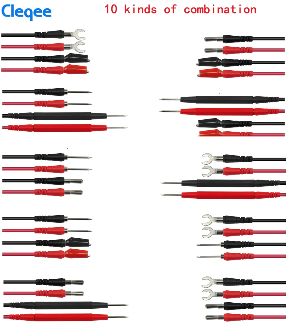 Cleqee P1500 16 in 1 Test Leads kit Replaceable Test wires Probes for dgital Multimeter Test Leads crocodile clips U type probe