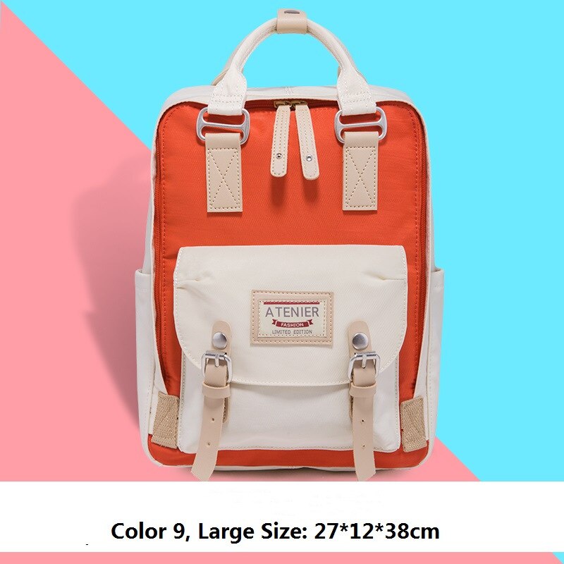 Mädchen-Rucksack aus Segeltuch mit Krapfen-motiv, schülerinnen-Rucksack in bonbonfarben, wasserdicht, schulrucksack, freizeit-reiserucksack, mochila feminina: Große 8