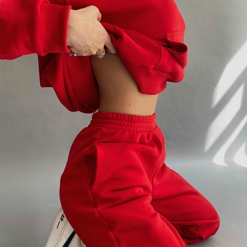 Ensemble de 2 pièces pour femmes, tenue d'automne et d'hiver, survêtement à manches longues, vêtements de sport pour dames, haut + pantalon, Jogging, à la ,