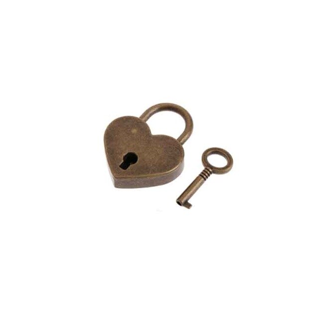 Heart Shape Vintage Old Antique Style Mini Archaize Padlocks Key Lock with Key Metal Twist Lock for Bags