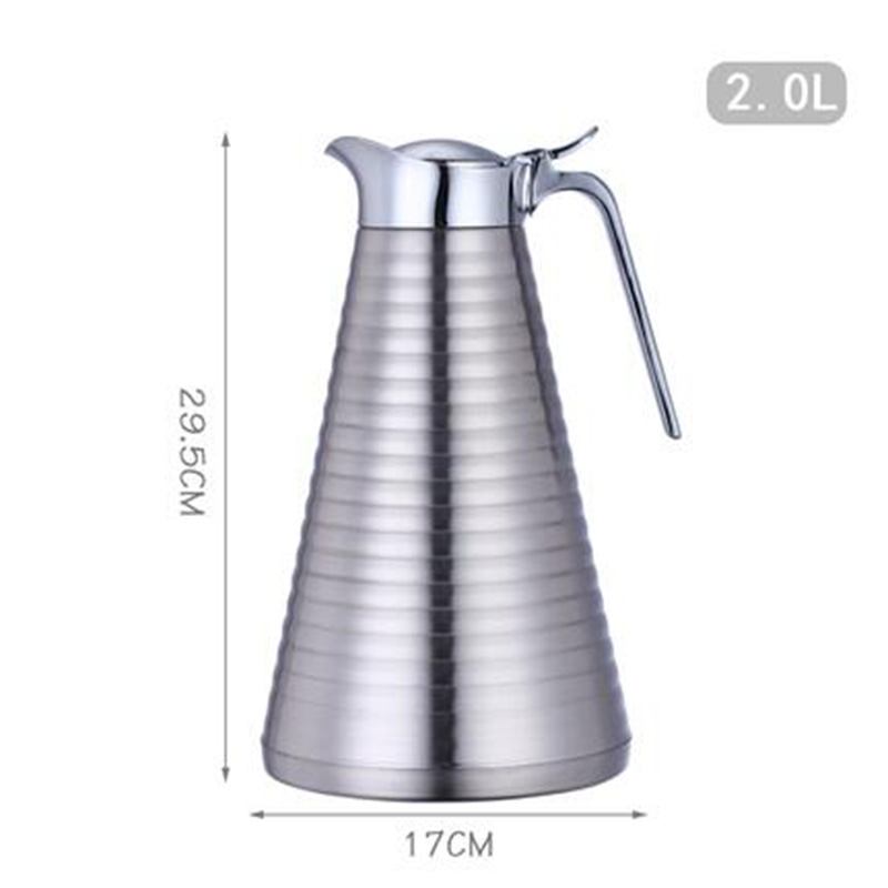 1L/1.5L/2L Dubbelwandige Vacuüm Isolatie Thermische Koffie Pot Home Water Pot Roestvrij Stalen Waterkoker: Ripple-2L