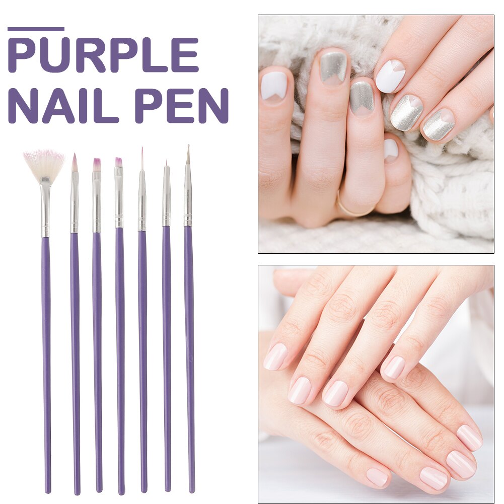 7 stk neglemaling penn pensel uv gel neglelakk rad prikker byggmester tegning carving nail art børstesett manikyr verktøy pur