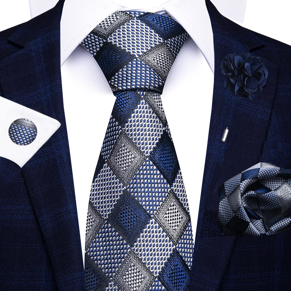 de vacaciones 8 cm corbata pañuelo gemelos Pin Set para hombres corbata raya traje rojo accesorios boda Gravatas