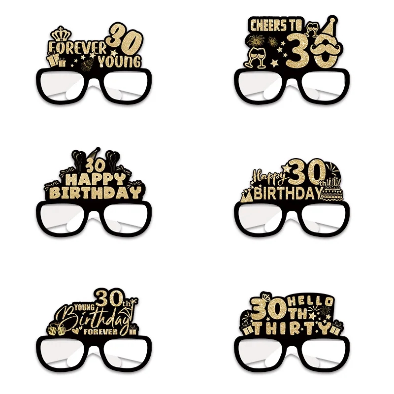 6 sztuk / zestaw 18 21 30 40 50 60 70 i 80 lat Papierowe okulary 3D Urodziny Impreza Karnawał Dekoracja Seria produktów: Oliwa