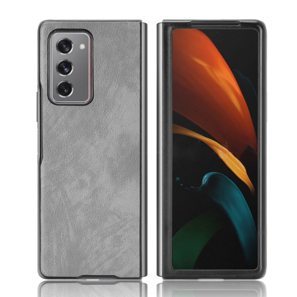 For Samsung Galaxy Z Fold2 5G Case Leather Cases For Samsung Galaxy Z Fold 2 5G Phone Fitted Back Case: Gray