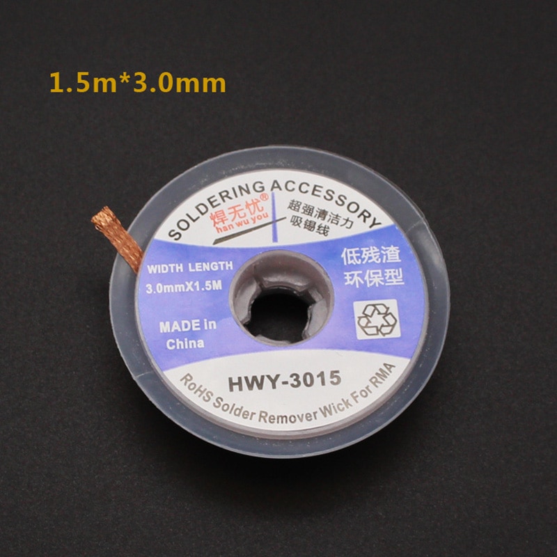 Sujetador de alambre para desoldar, mecha BGA, para todo el mundo, 3,5mm/3,0mm/2,5mm/2,0mm/1,5mm para elegir, 1 unidad