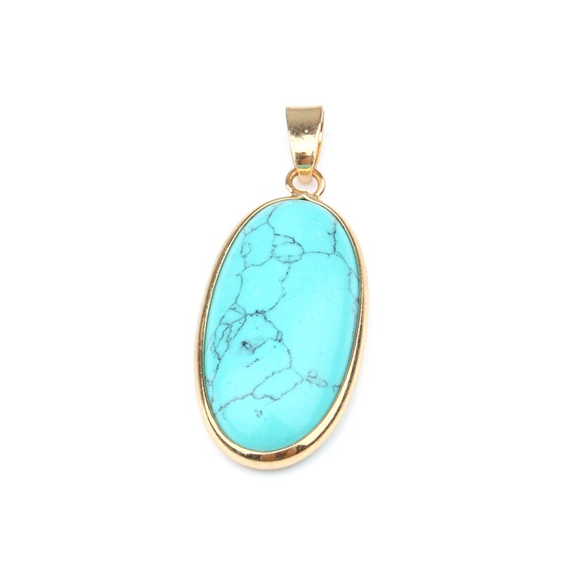 Colgante de piedra Natural con forma ovalada para mujer, colgante de lapislázuli ágata, fabricación de joyas, collar, para mujer, 4x1,6x0,6 cm: Blue Turquoise