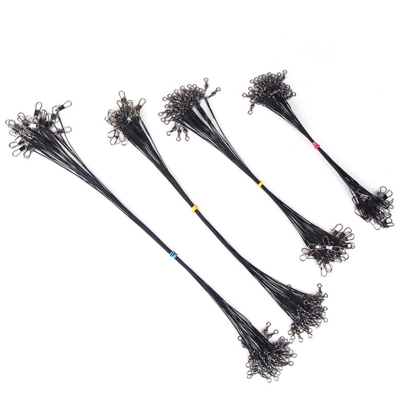Laisse de Leader en fil d'acier tressé Anti-morsure, 1 pièce de 15/20/25/30CM, fil tressé Anti-enroulé Durable pour la pêche, poids 1G, 14KG