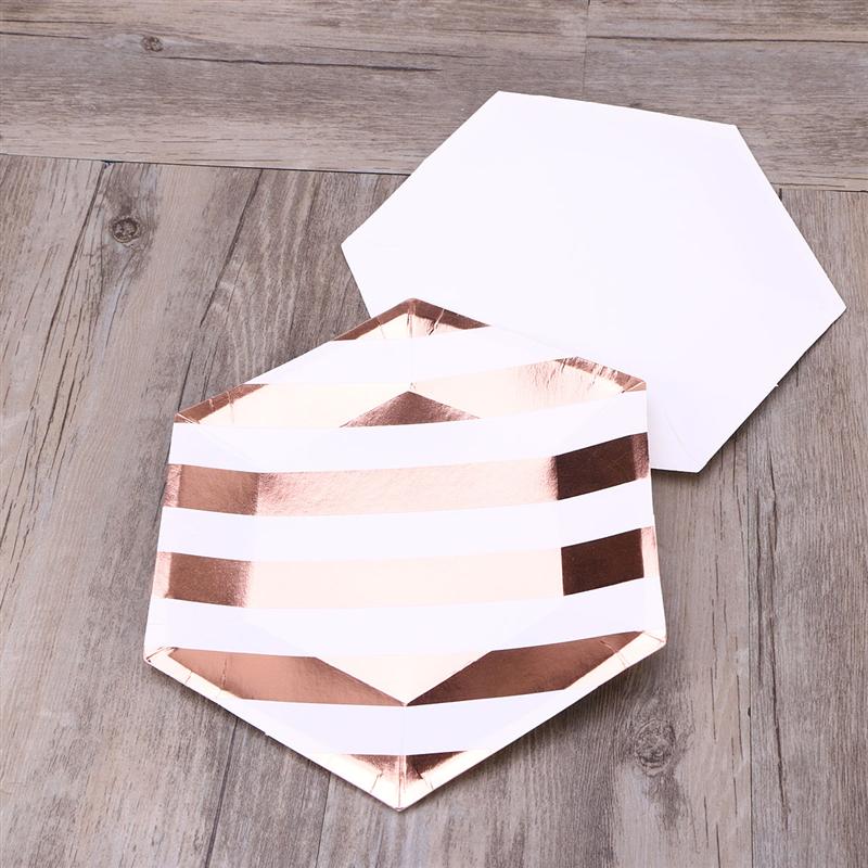 36PCS Wegwerp Servies Set Zeshoekige Gestreepte Servetten Papier Gerechten Borden Voor Birthday Party Servies Set