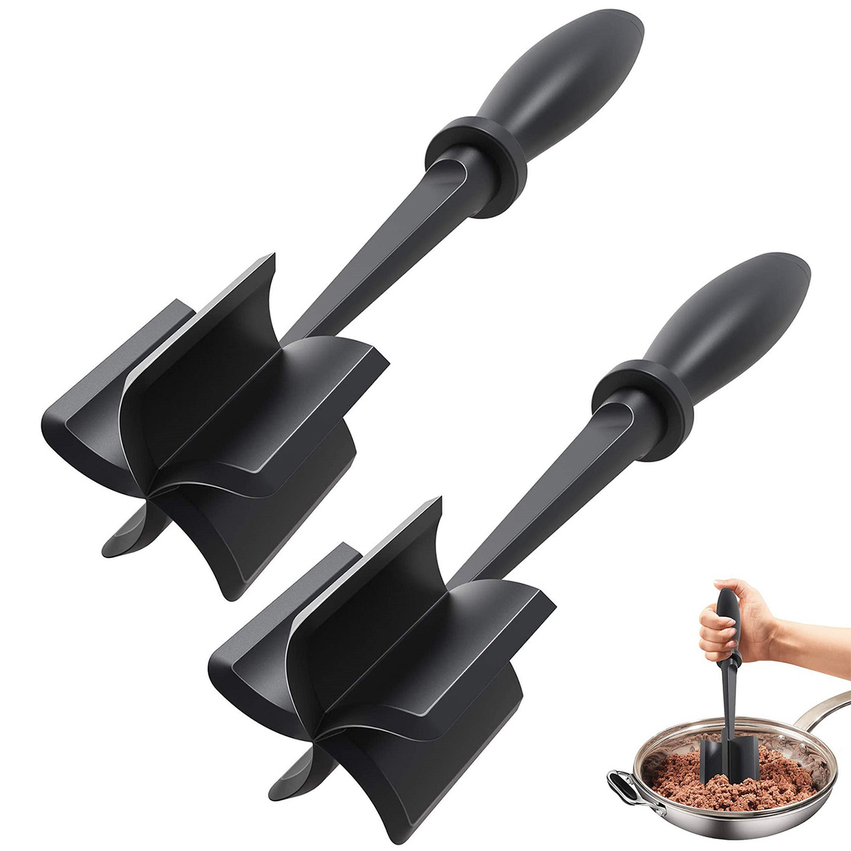 Multifunctional Meat Masher Heat Resistant Nylon Meat Chopper Tool Hamburger Chopper Potato Beef Separator Tool For Home Kitchen: black