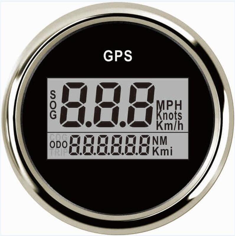 1 dispositivo de velocímetro GPS de 52mm 0-999 km/h nudos MPH odómetros digitales de automóvil 9-32V para barco automático con antena negro blanco: black 2