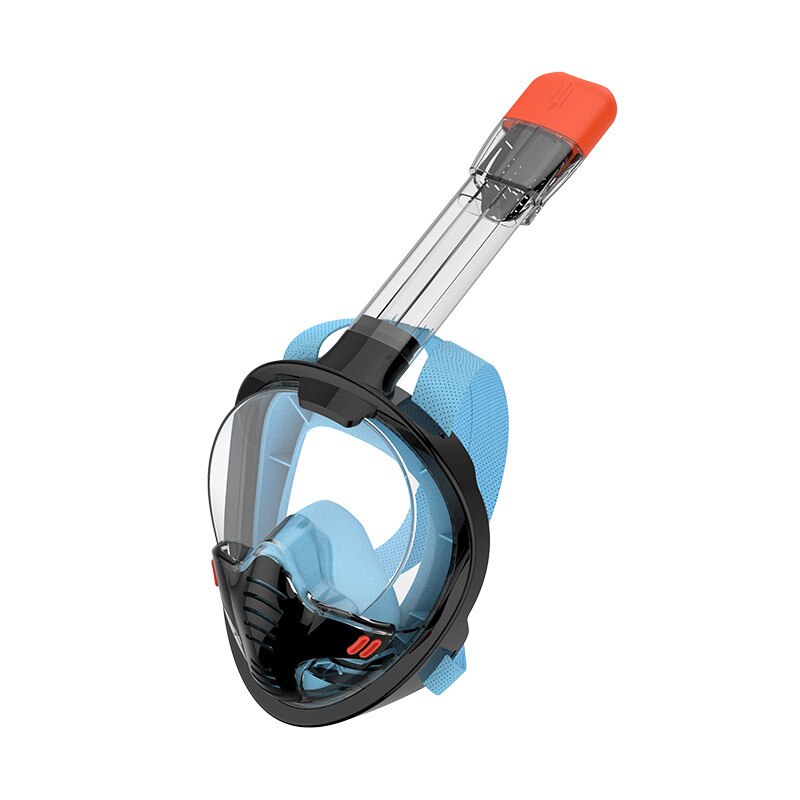 Underwater Scuba Anti Fog Full Face Diving Mask Snorkeling Single Breathing Tube Scuba Diving Equipment Swim Goggles: Blue / L/XL