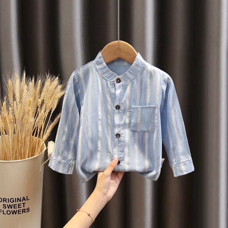 Kids Shirt Kleding Lente Lange Mouwen Dunne Blouses Kleding 1 2 3 4 Jaar Herfst Gestreepte Print Peuter Jongen Shirts casual Blouse