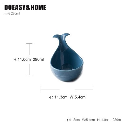 Keramik whale skål maträtt bakskål liten skål för hushållsbruk porslin porslin trending produkter: 280ml