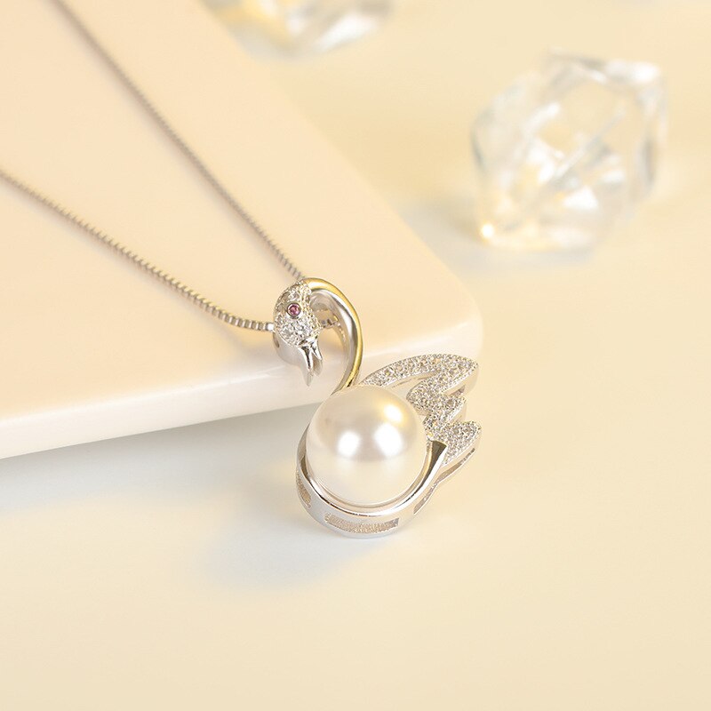 Schwanenperlen-aaa-zirkon-diamanten-edelstein-anhänger-halsketten für damen, weißgold-silber-farbe, choker-schmuck, bijoux