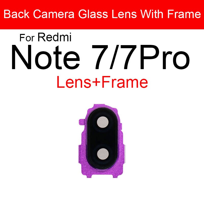 Posteriore Posteriore della Macchina Fotografica Obiettivo di Vetro Della Copertura Per Xiaomi Redmi Nota 7 7 Pro Principale Grande Macchina Fotografica Telaio di Copertura + Adesivo riparazione Parti di Ricambio: Red
