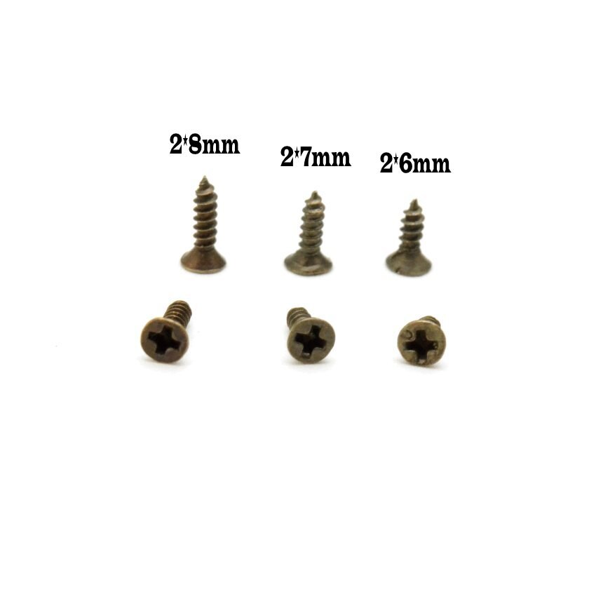100PCs 2*6mm 2*7mm 2*8mm Flat head screw Carpenter's small screw Furniture wooden box hardware accessories