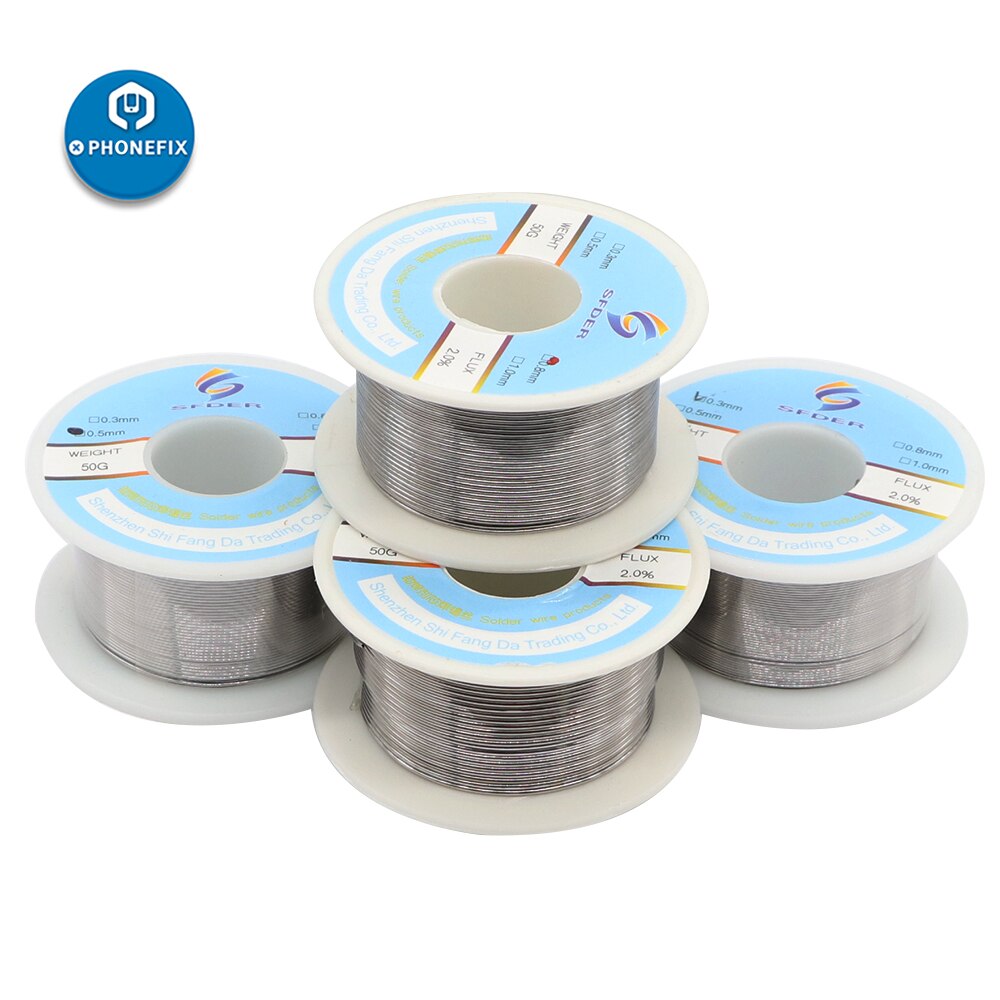 50g 0.3/0.5/0.8/1 63/37 flux 2.0% 45ft tin lood tin draad gesmolten hars kern soldeer soldeerdraad rol no-clean voor lasreparatie