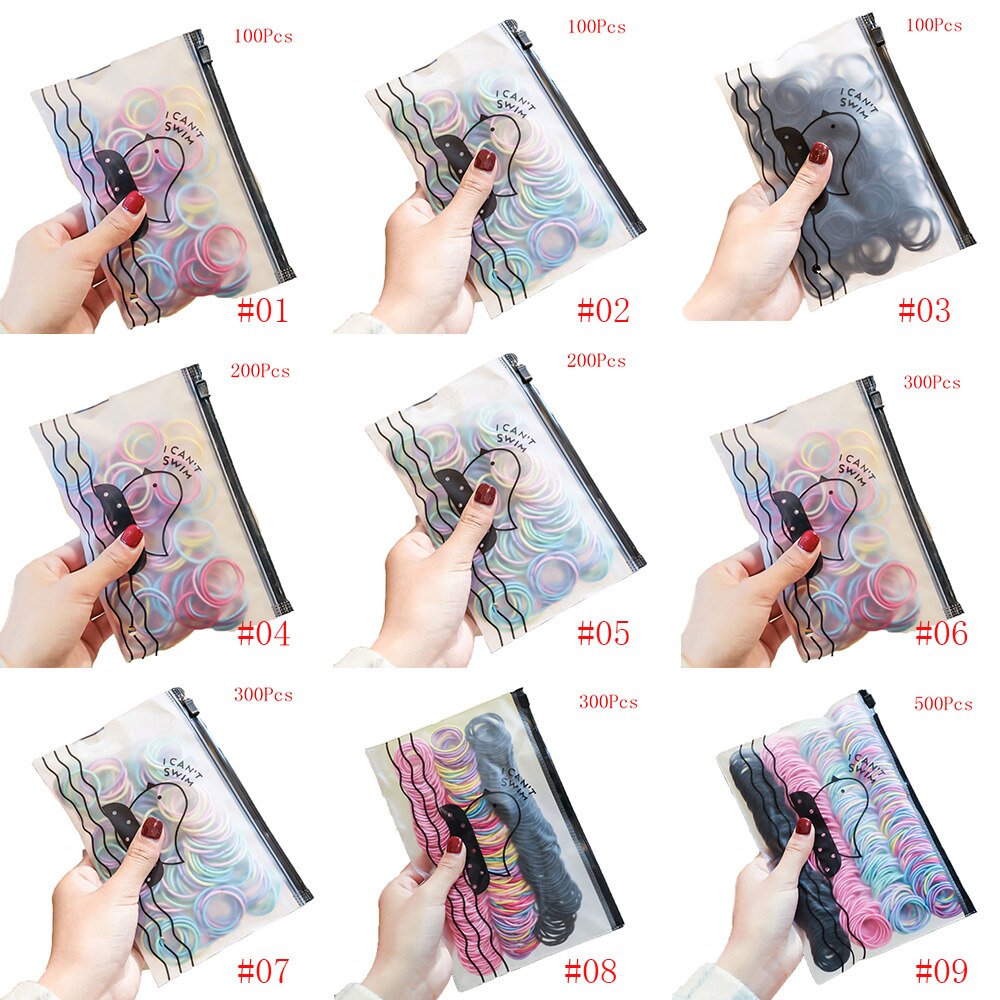 100-500 Stks/pak Meisjes Kleurrijke Elastische Rubber Band Kinderen Hair Gum Leuke Haarband Voor Baby Meisje Paardenstaart Houder haar Accessoire