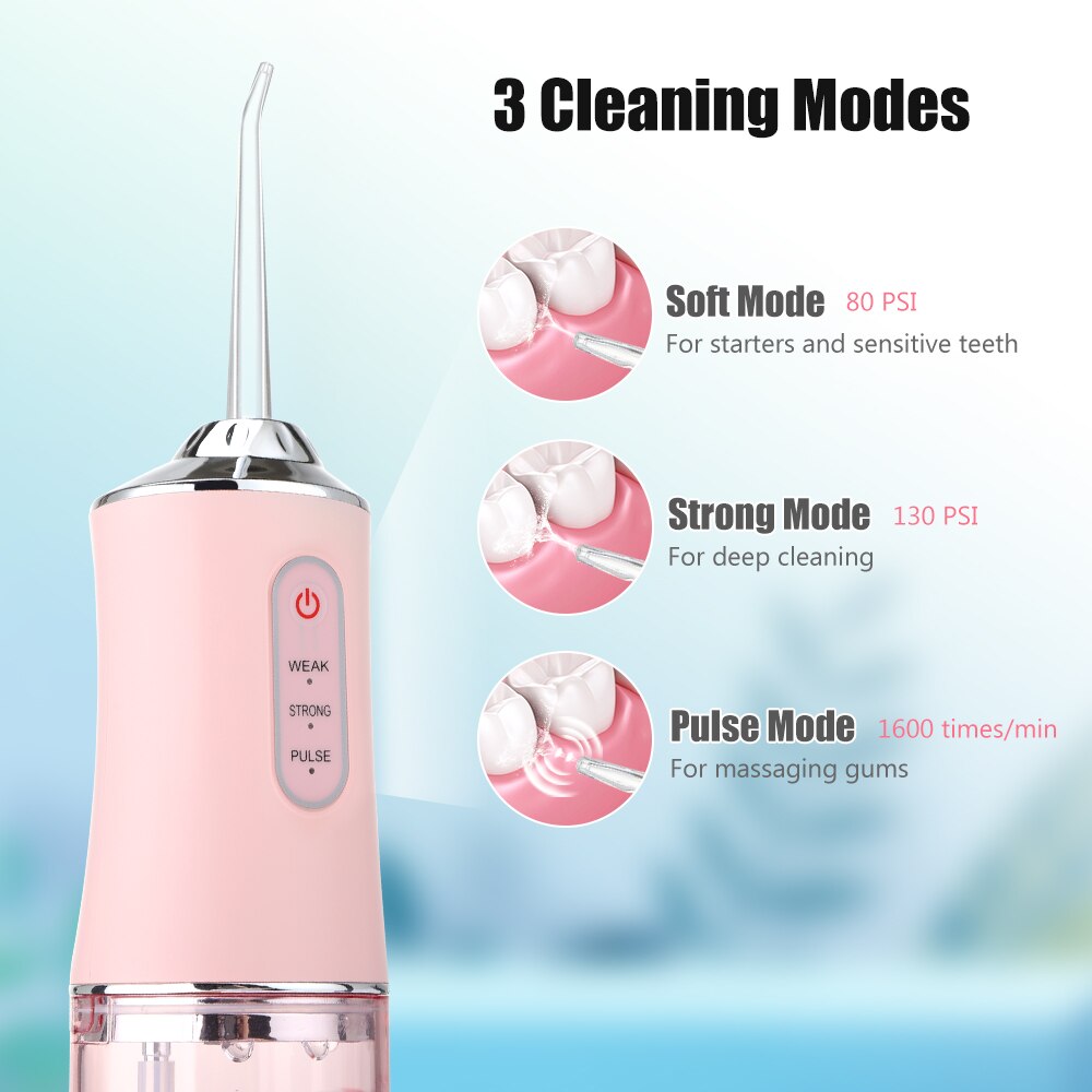 irrigador dental potente Irrigador bucal portátil potente, limpiador Dental con chorro de agua, limpiador bucal, para blanqueamiento Dental, salud blanqueador hilo limpieza dental limpiador de dientes irigador bucal