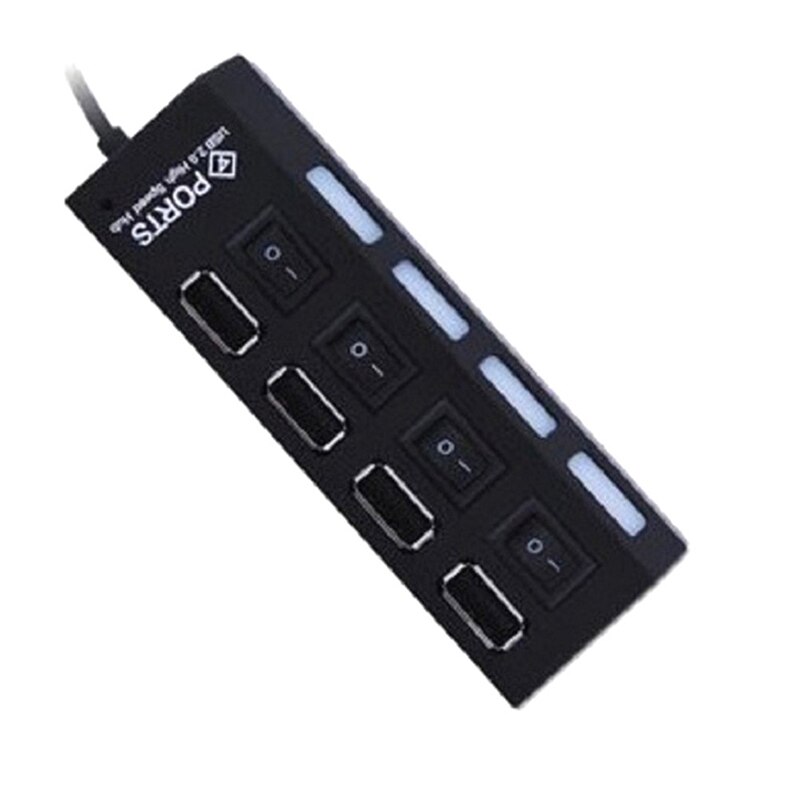 USB Hub 2.0 High Speed 4 Port USB 2.0 Hub Splitter On/Off Switch for Laptop PC