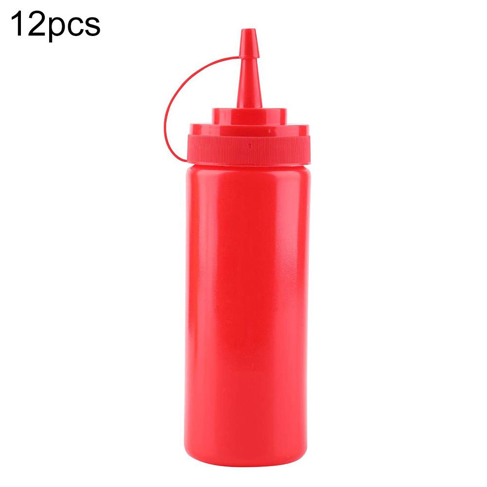 12x klemme Flaske 200ml - Plast - Eddik ketchup dispenser - Kjøkkenredskap: Rød