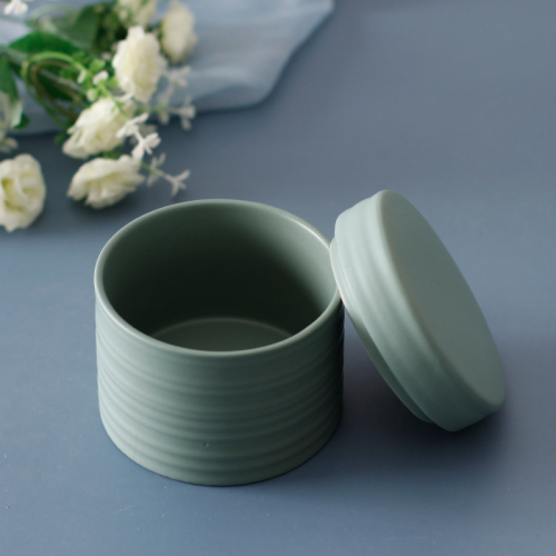 Green Bathroom Wash Set Ceramic Bathroom 6-piece Set Jewelry Box Cotton Swab Box Soap Dish Lotion Bottle Mouth Cup Toiletries: Cotton swab box