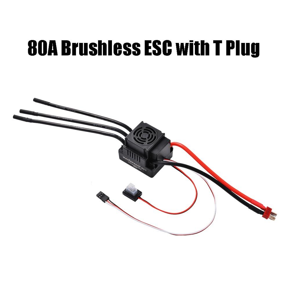 Impermeabile ESC 60A 80A 120A S-80A S-120A Brushless ESC Regolatore di Velocità Elettrico con 5.5V / 3A BEC per 1/8 1/10 1:10 RC Auto: 80A ESC with T plug