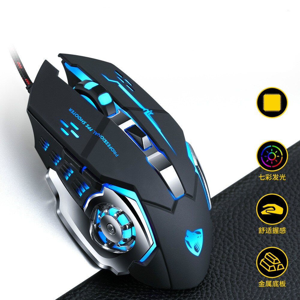 Gaming Mouse 3200DPI Adjustable Wired Optical 6 Buttons LED Computer Mice USB Cable Silent Mouse for Laptop PC Games Mice