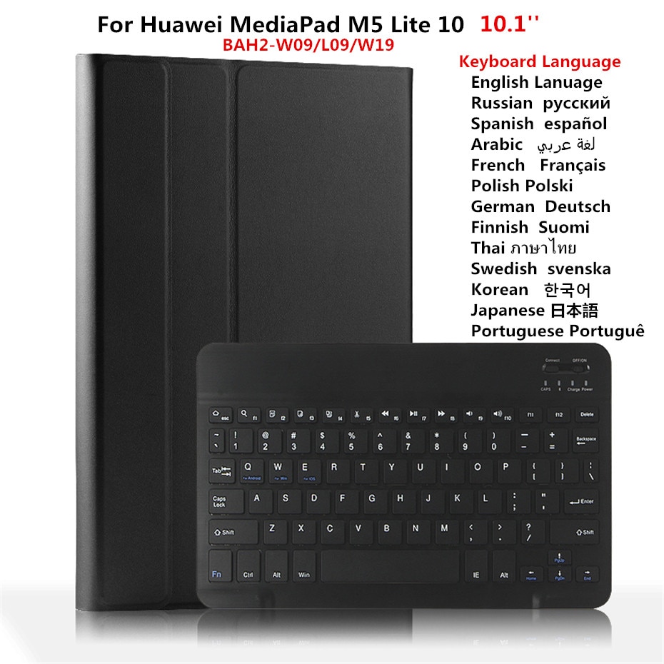 Bluetooth Keyboard Leather Case for Huawei Mediapad M5 Lite 10 BAH2-W19/L09/W09 Tablet Funda Cover For Huawei M5 lite 10 Case