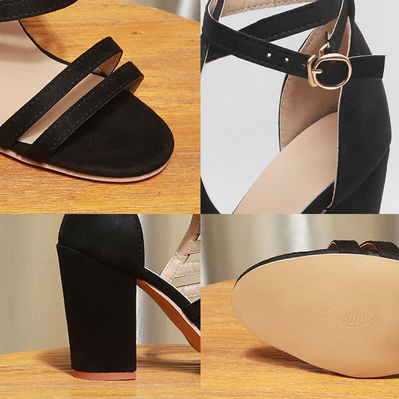 Gröna kilar skor gladiatorskor mocka platåklackar spänne romerska skor kvinna plattform sommar peep toe sandaler plus size