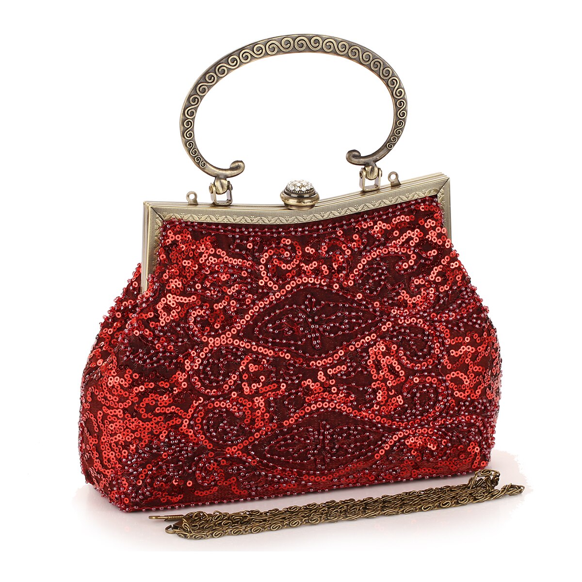 Red Glitter Evening Bags Women Hobos Luxury Party Small Handbags Female Soft Surface Clutches Wedding Banquet Purse Pouch