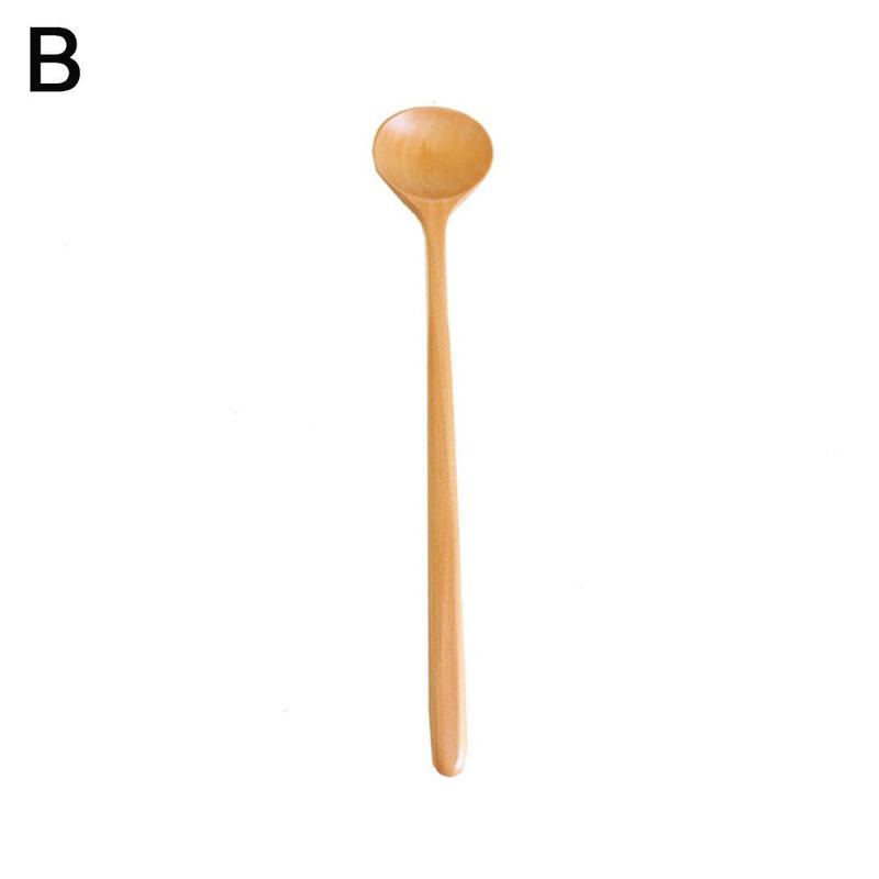 Japanese Style Wooden Soup Spoon With Long Straight For Picnic Handle Spoon Sauce Carry And Easy And To Mouth Suitable Wide T2B3: B