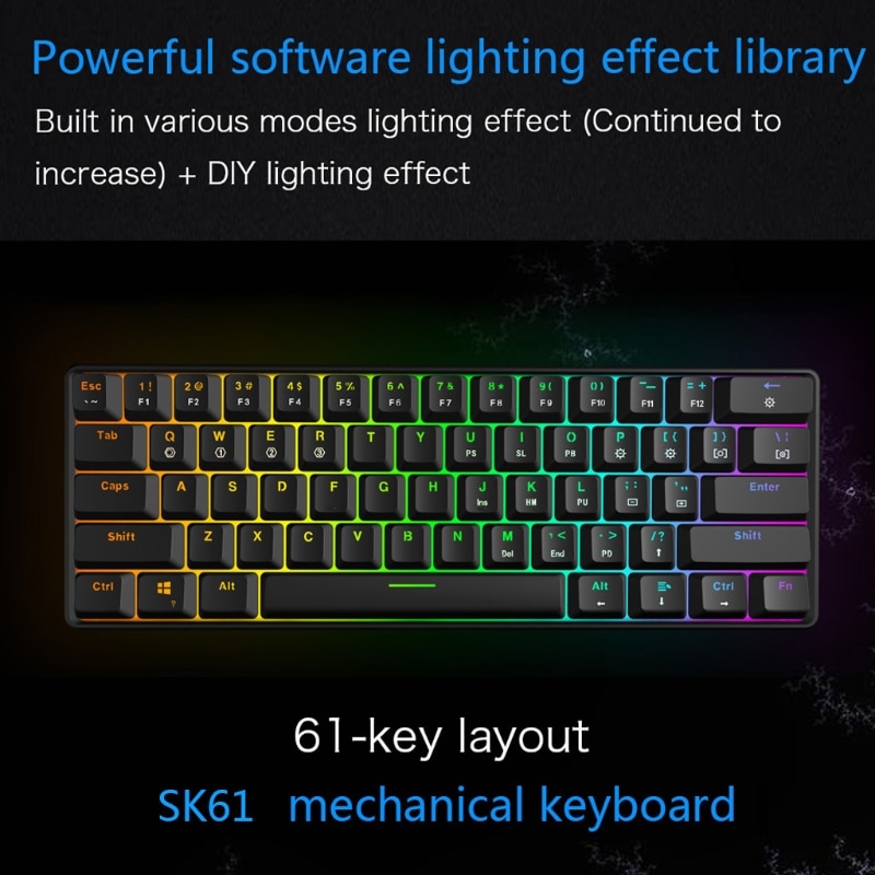 GK61 SK61 61 Key Mechanical Keyboard USB Wired LED Backlit Axis Gaming Mechanical Keyboard For Desktop