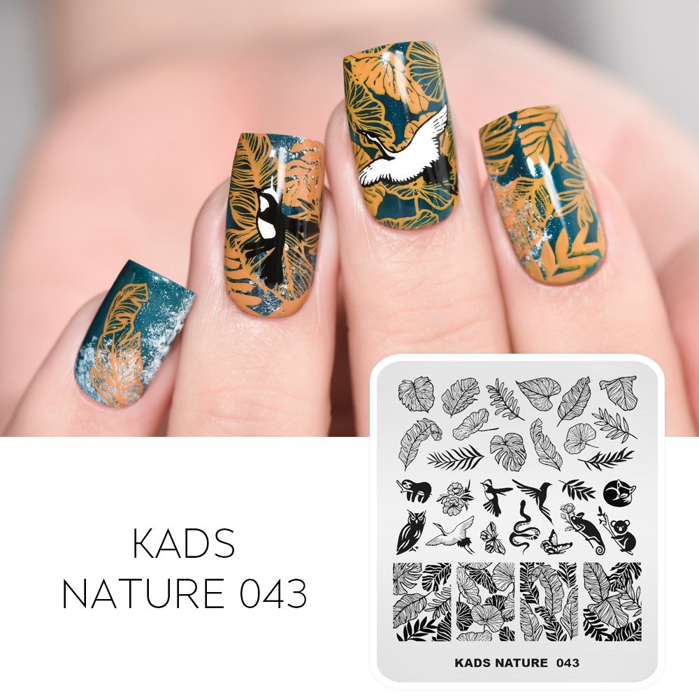 Nail Art timbre plaque fleur feuilles léopard impression Image ongles estampage modèle ongle bricolage pochoir plaque pour Nail Art: Nature 043
