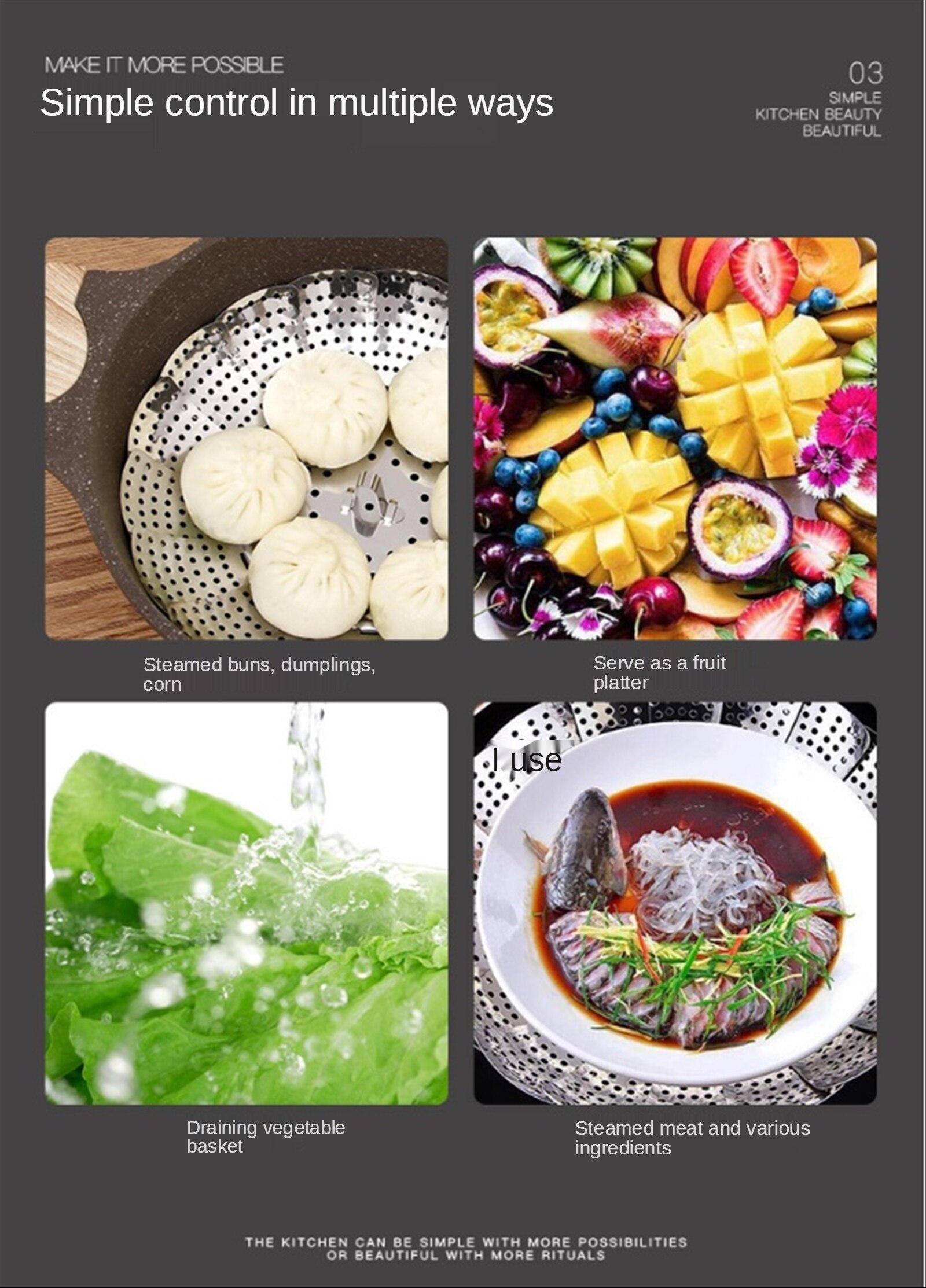 Roestvrij Staal Vouwen Stoomboot, Lotus Fruit Stomen Rooster, Telescopische Stoomboot, Stoomboot