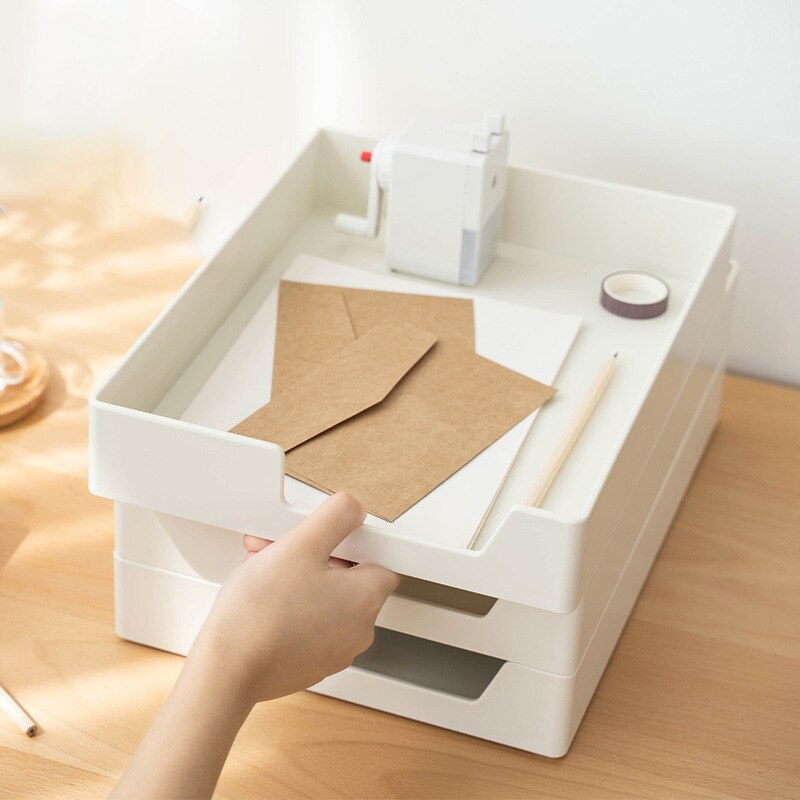 Stabelbar plastmagasinholder papir dokumentfil brevopbevaringsstativ bogreol papirvarer skrivebord arrangør fyldeskab